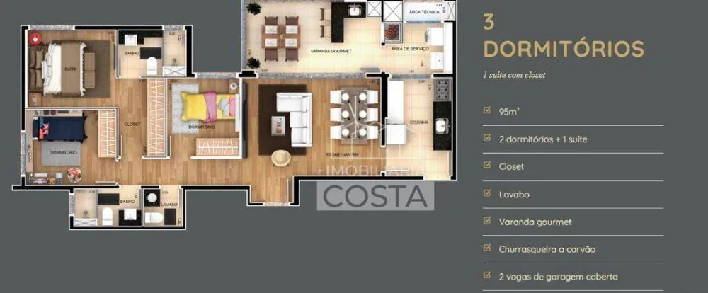 Apartamento, 2 quartos, 95 m² - Foto 3