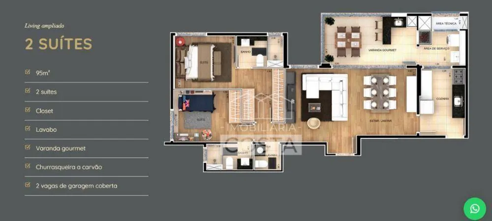 Apartamento, 2 quartos, 95 m² - Foto 2