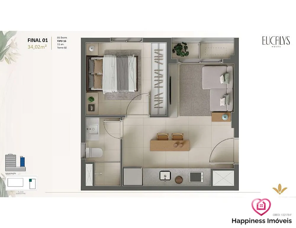 Apartamento, 1 quarto, 32 m² - Foto 1