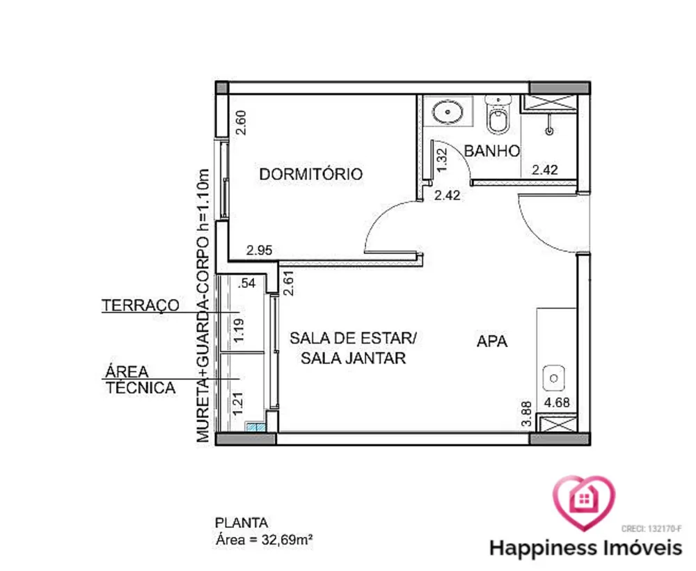 Apartamento, 1 quarto, 32 m² - Foto 2