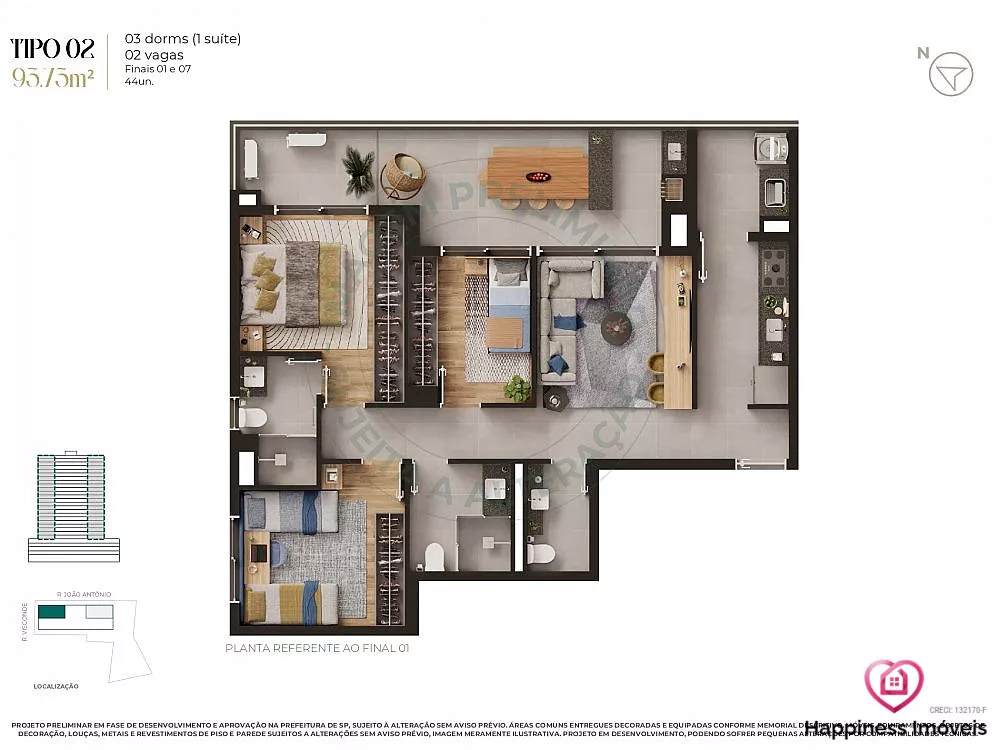 Apartamento, 3 quartos, 93 m² - Foto 2