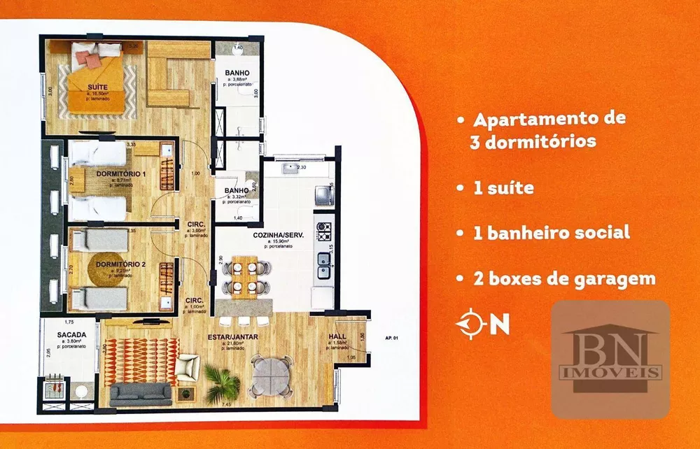 Apartamento à venda com 3 quartos, 118m² - Foto 3