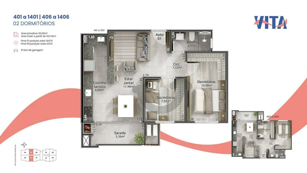 Apartamento, 2 quartos, 74 m² - Foto 2