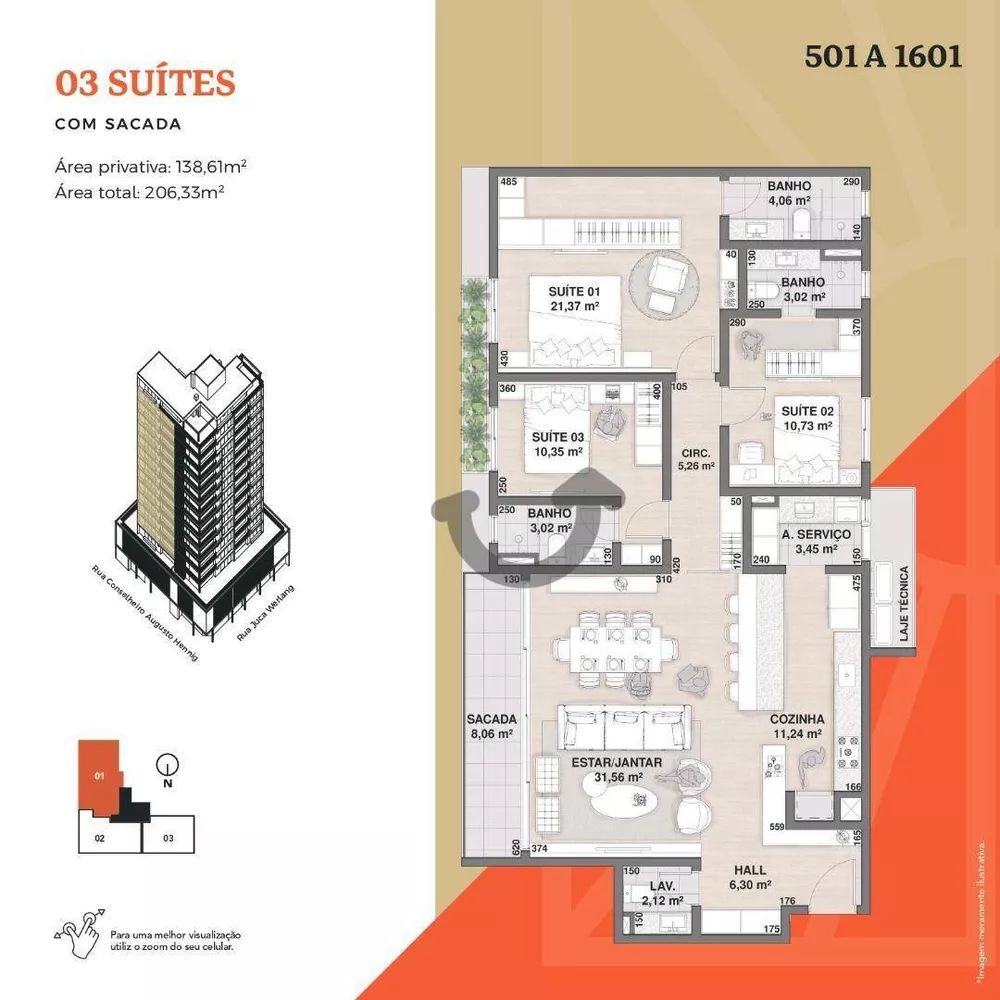 Apartamento à venda com 3 quartos, 138m² - Foto 2