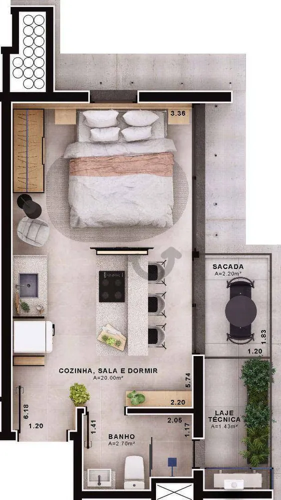 Apartamento, 1 quarto, 40 m² - Foto 3