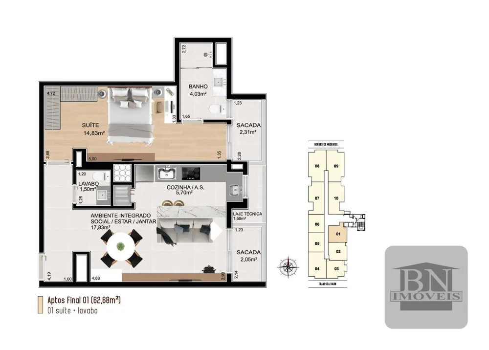 Apartamento, 1 quarto, 75 m² - Foto 3