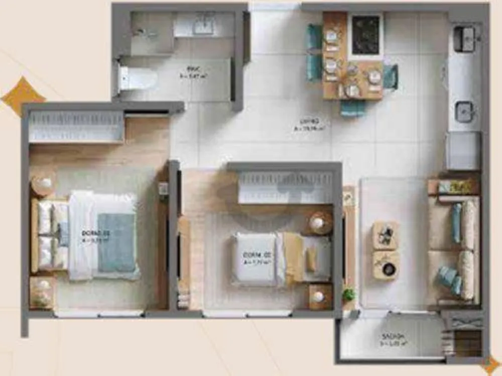 Apartamento, 2 quartos, 58 m² - Foto 2