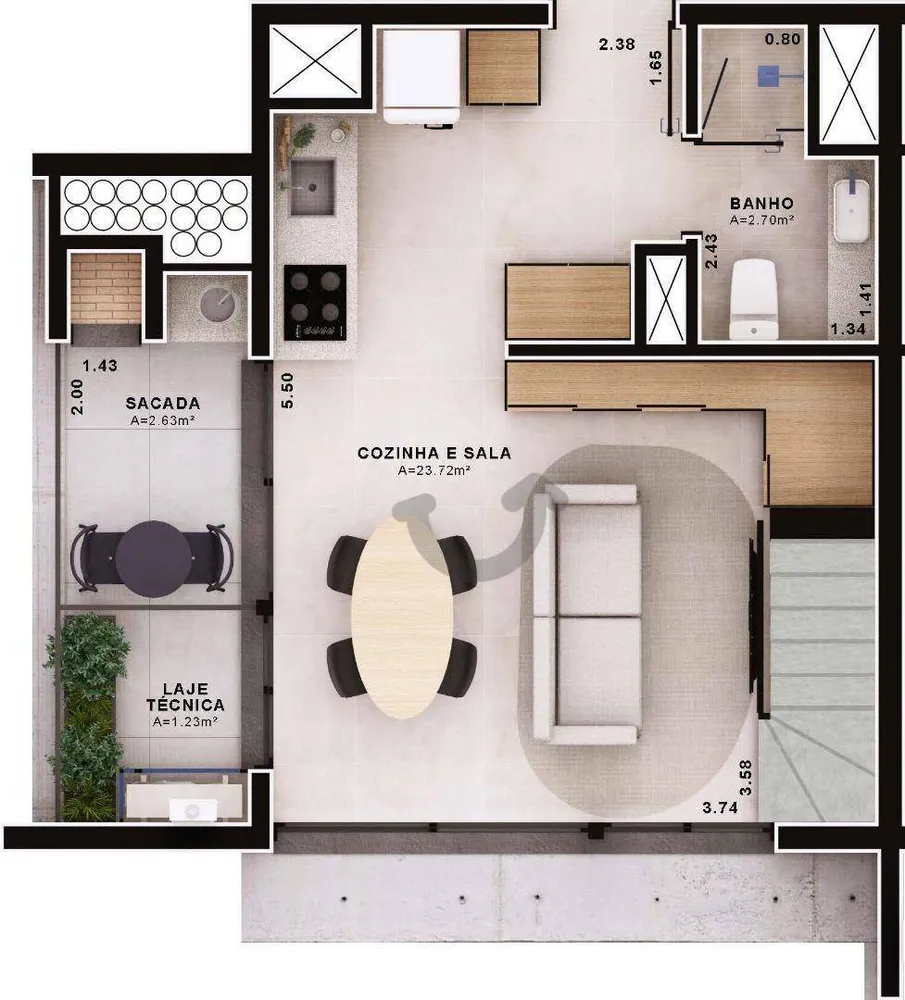Apartamento, 1 quarto, 83 m² - Foto 3