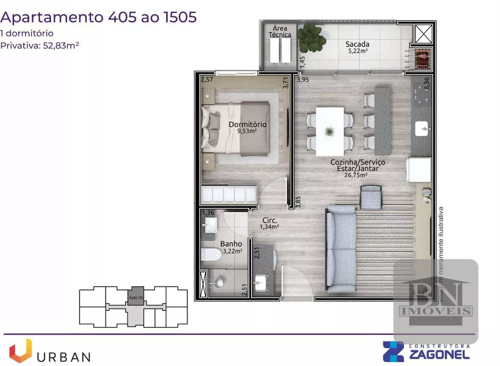 Apartamento à venda com 1 quarto, 64m² - Foto 3