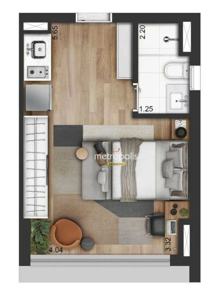 Kitnet-Studio, 25 m² - Foto 2