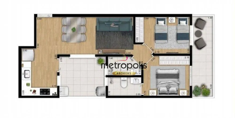 Apartamento, 2 quartos, 83 m² - Foto 2
