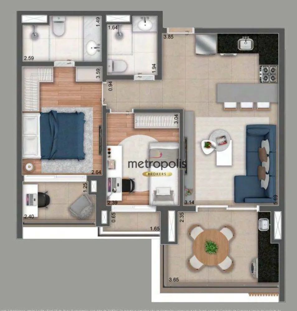 Apartamento, 2 quartos, 69 m² - Foto 6