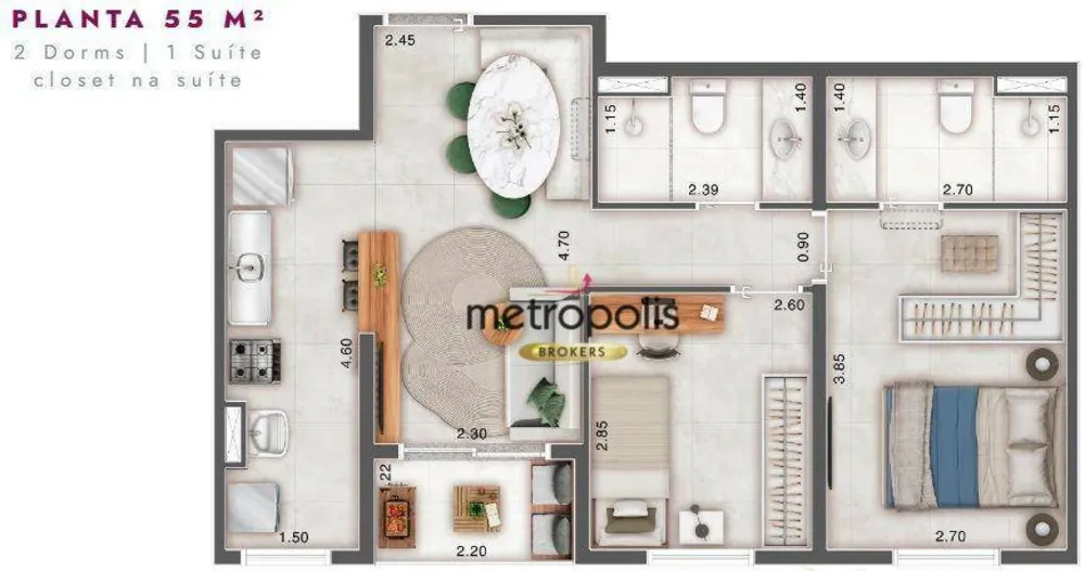 Apartamento, 2 quartos, 55 m² - Foto 11