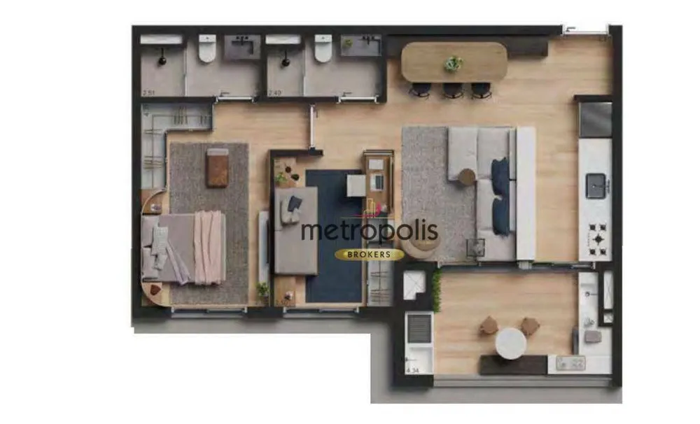 Apartamento, 2 quartos, 72 m² - Foto 2