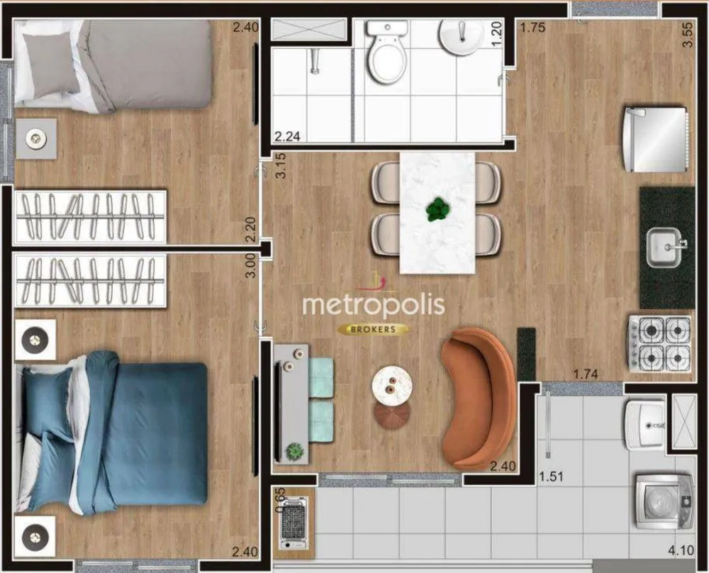 Apartamento, 2 quartos, 38 m² - Foto 2