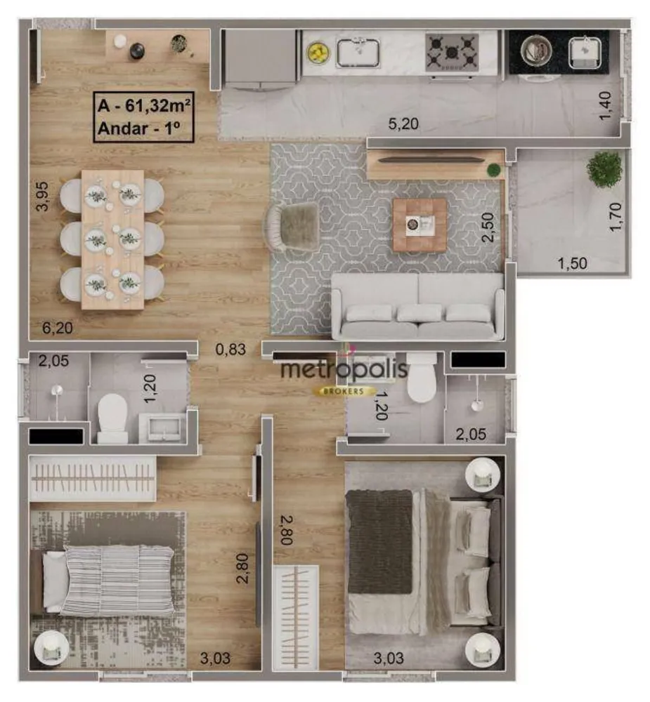 Apartamento, 2 quartos, 61 m² - Foto 9