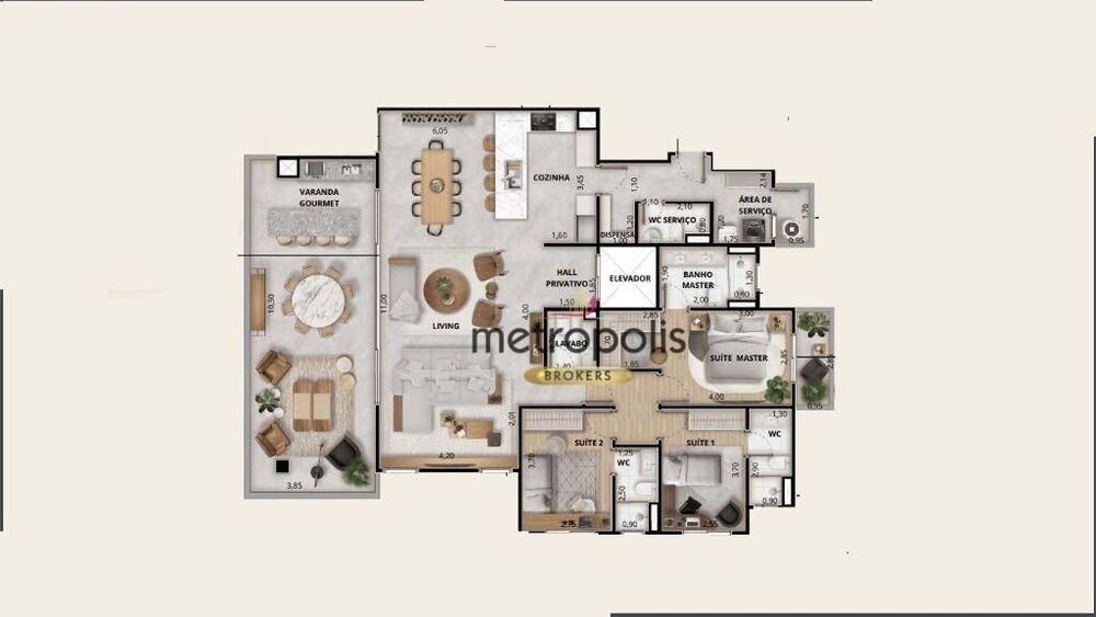 Apartamento à venda com 3 quartos, 195m² - Foto 4