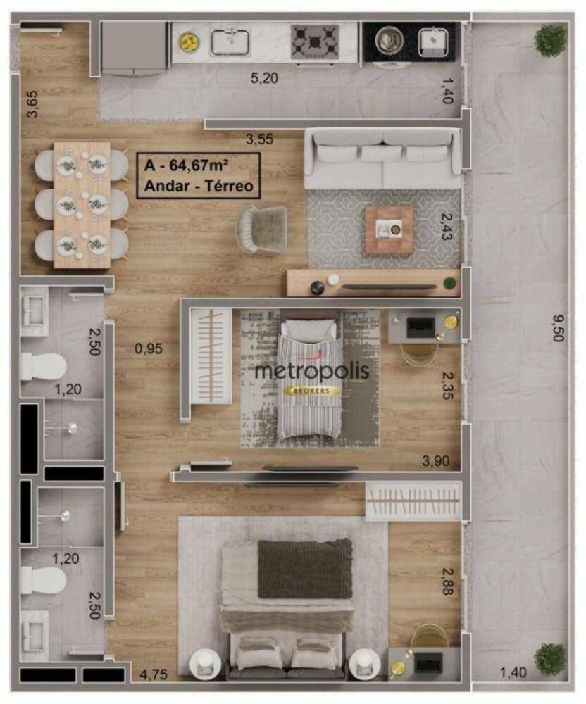 Apartamento à venda com 2 quartos, 64m² - Foto 8