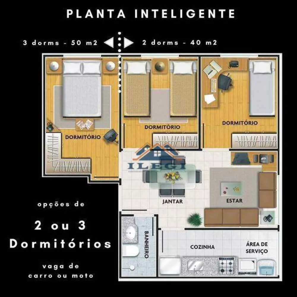 Apartamento à venda com 3 quartos, 50m² - Foto 1