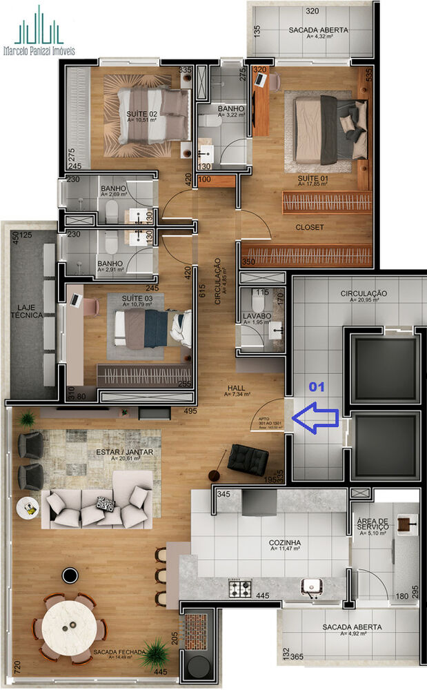Apartamento, 3 quartos, 143 m² - Foto 2