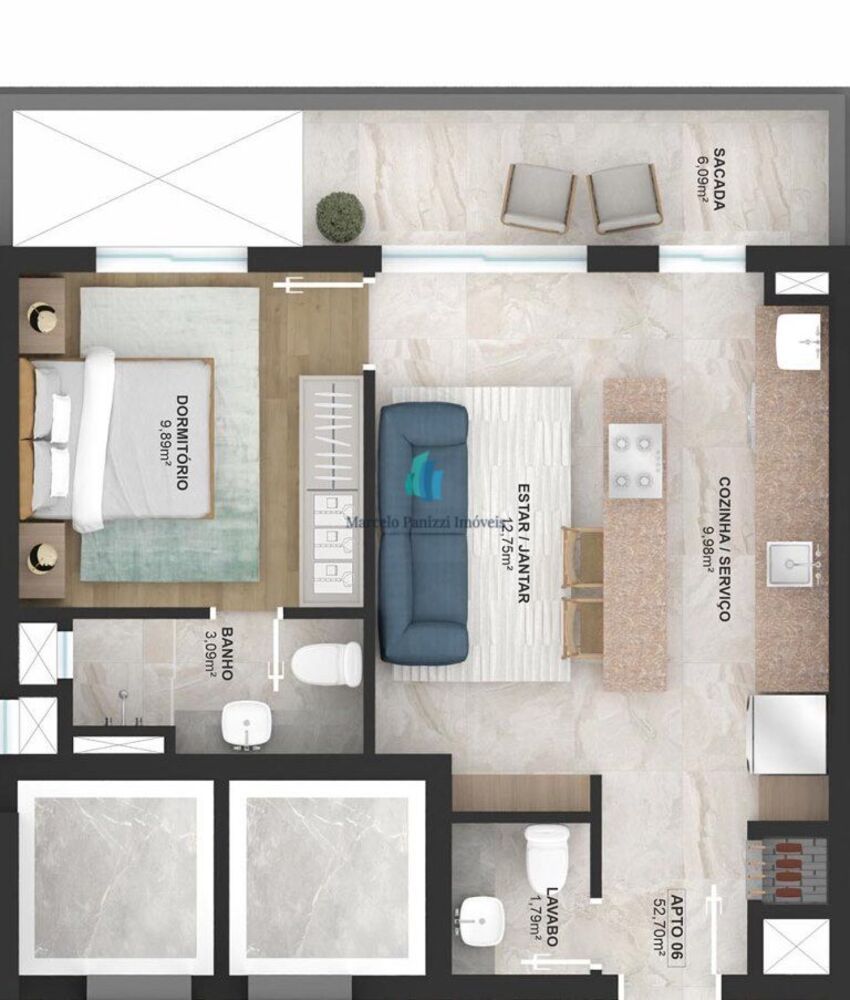 Apartamento, 1 quarto, 42 m² - Foto 1