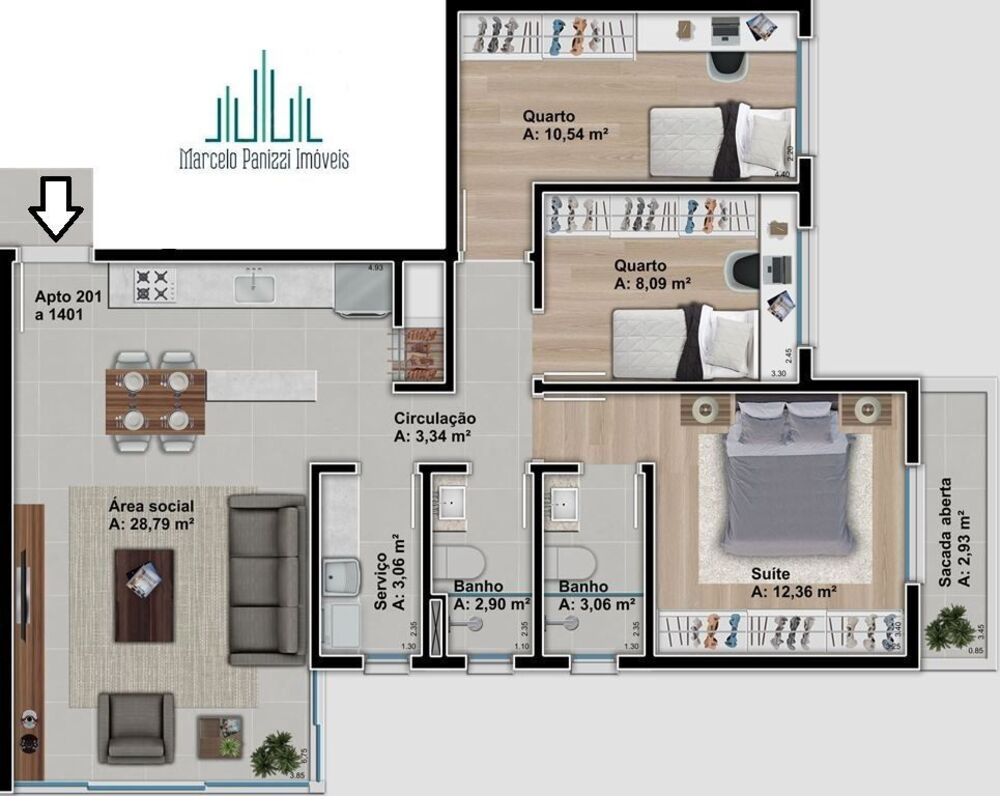 Apartamento, 3 quartos, 84 m² - Foto 2