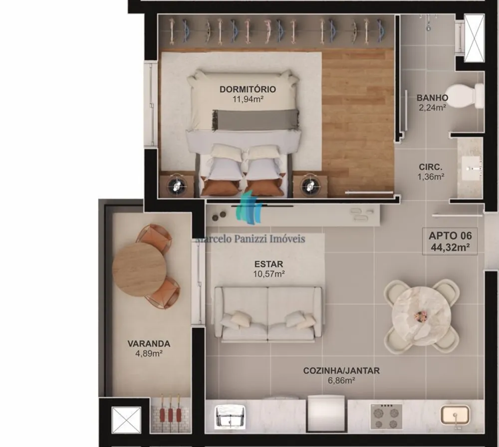 Apartamento, 1 quarto, 44 m² - Foto 12