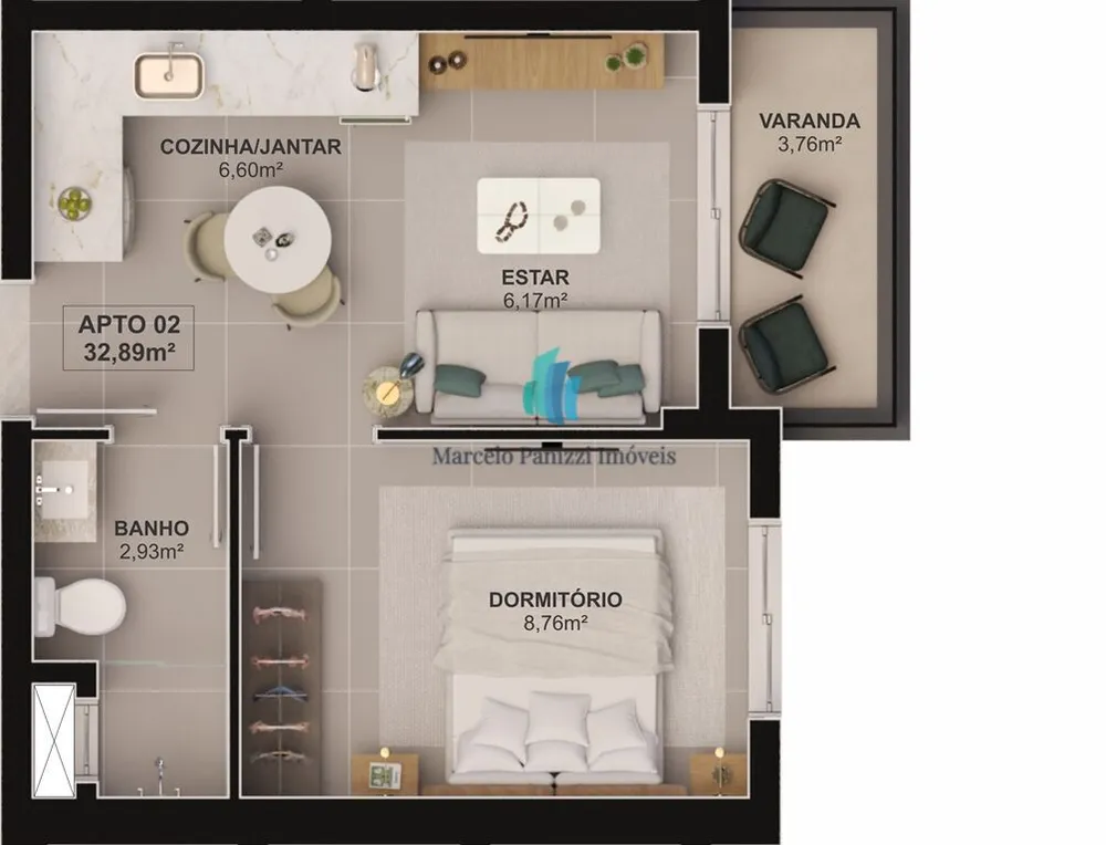 Apartamento, 1 quarto, 32 m² - Foto 3