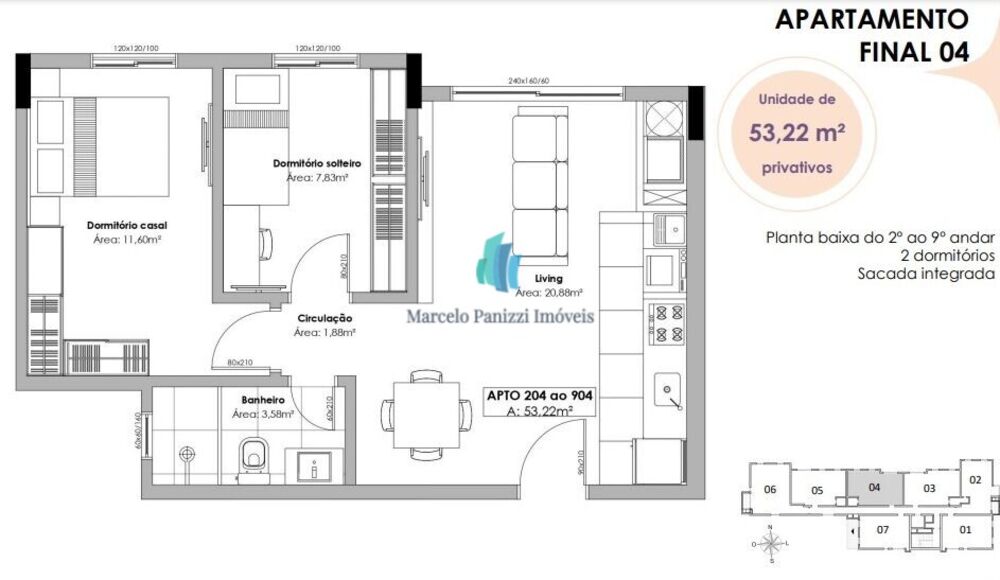 Apartamento à venda com 2 quartos, 54m² - Foto 3