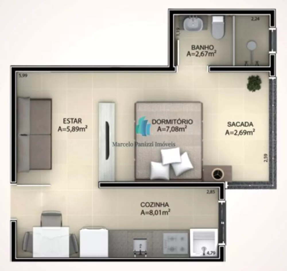 Apartamento à venda com 1 quarto, 30m² - Foto 7