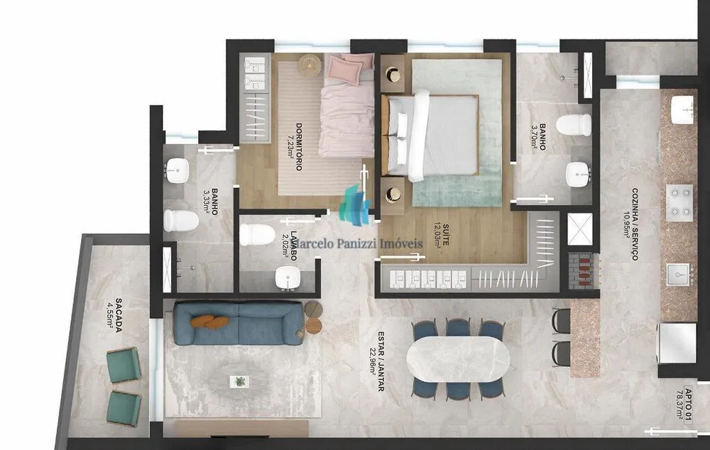 Apartamento, 2 quartos, 78 m² - Foto 3