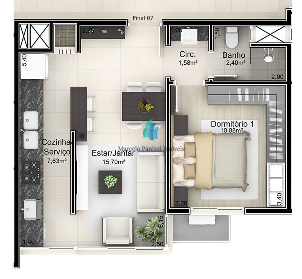 Apartamento, 1 quarto, 46 m² - Foto 4