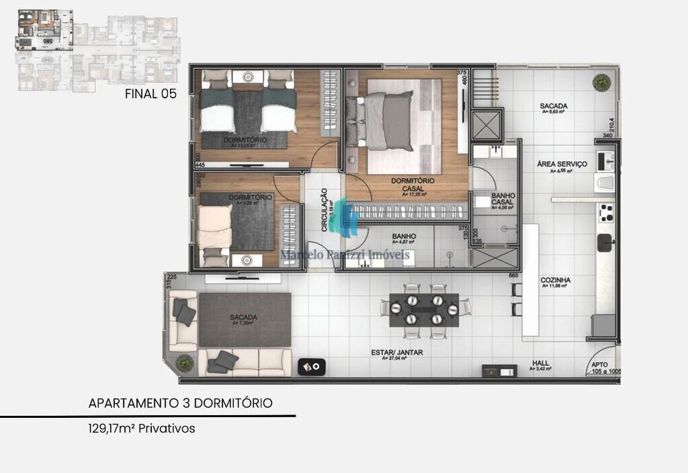 Apartamento, 3 quartos, 129 m² - Foto 2