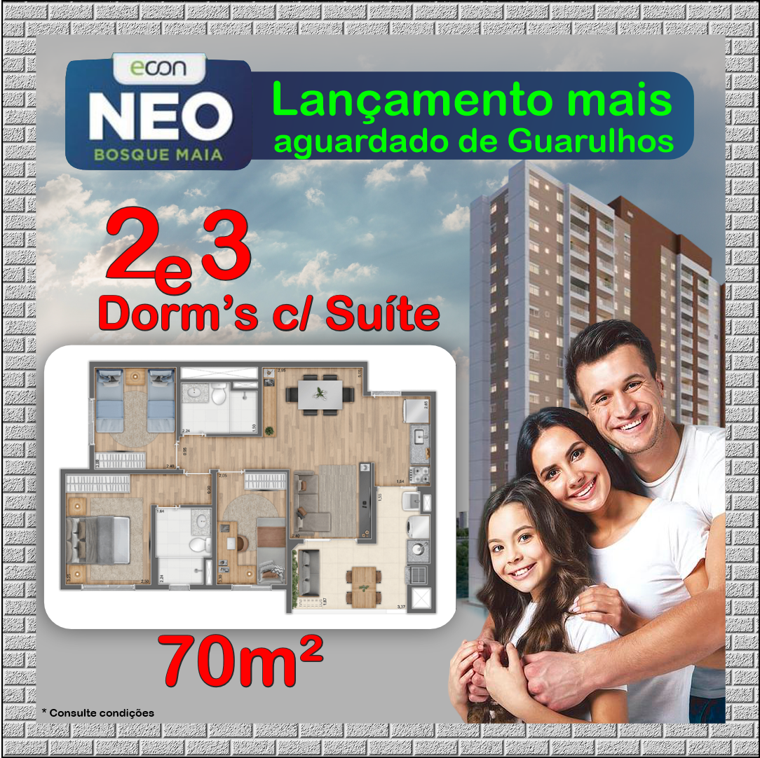 Apartamento à venda com 3 quartos, 70m² - Foto 1