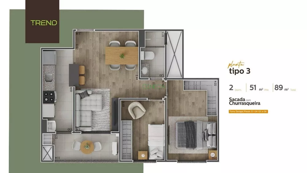 Apartamento, 2 quartos, 51 m² - Foto 3