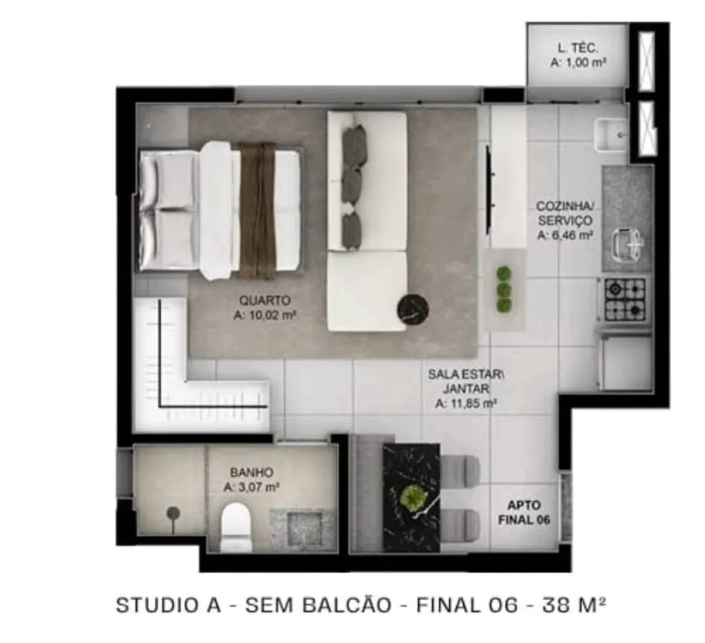 Flat/Apart Hotel, 1 quarto, 38 m² - Foto 2
