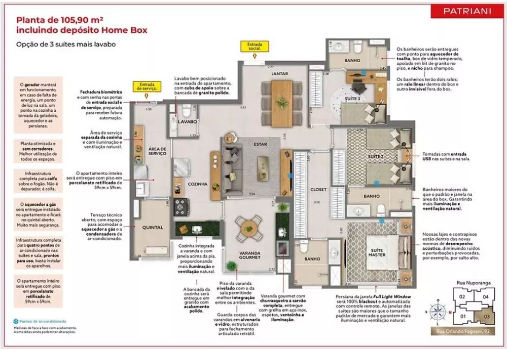 Apartamento à venda com 3 quartos, 106m² - Foto 1