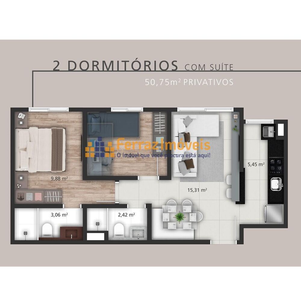 Apartamento, 2 quartos, 51 m² - Foto 7