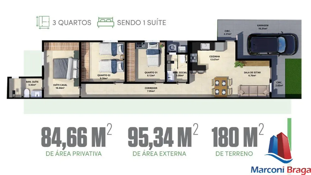 Casa, 3 quartos - Foto 2