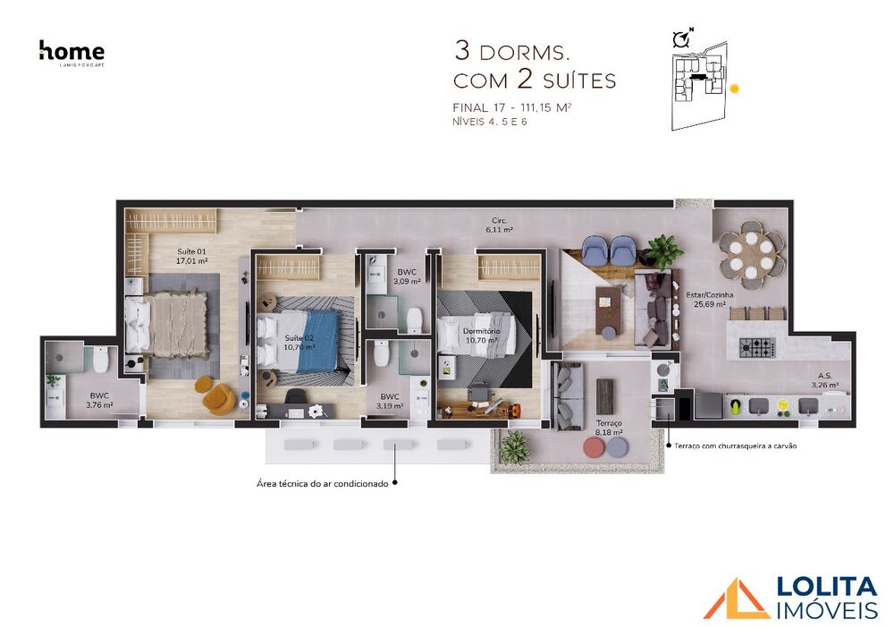 Apartamento Lançamentos com 2 quartos, 71m² - Foto 4