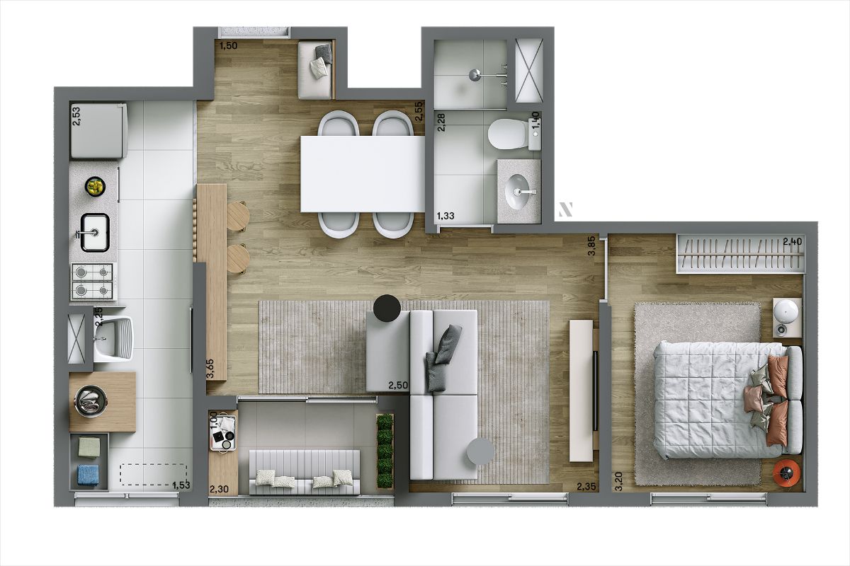 Apartamento à venda com 2 quartos, 46m² - Foto 2