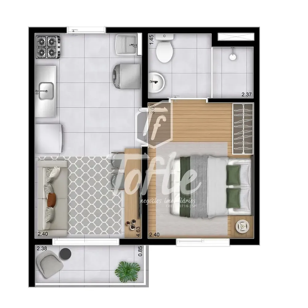 Apartamento, 1 quarto, 27 m² - Foto 3