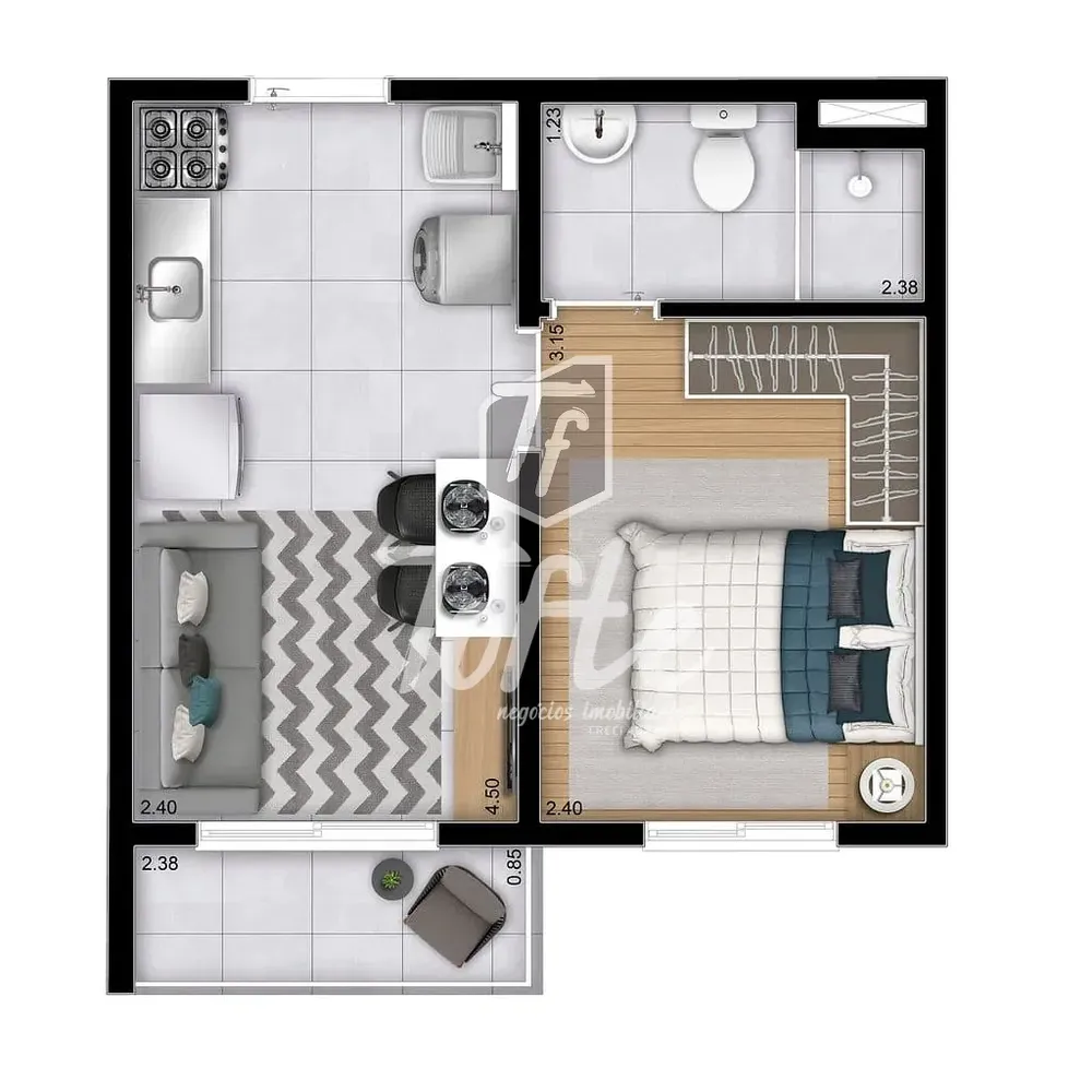 Apartamento, 1 quarto, 27 m² - Foto 4