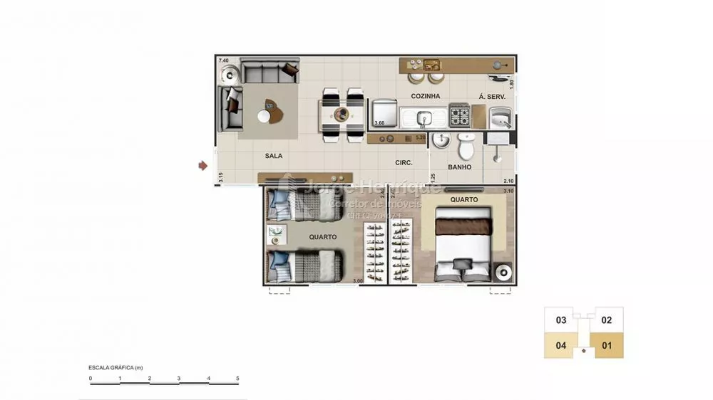 Apartamento, 2 quartos, 45 m² - Foto 5