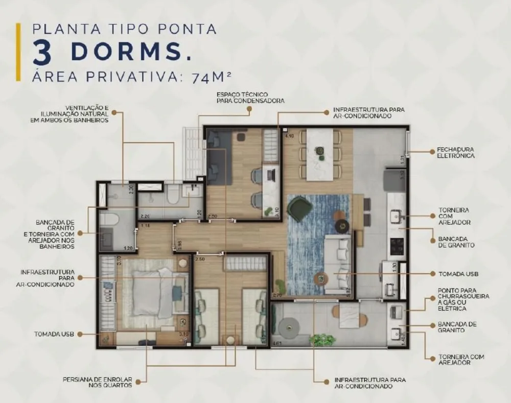Apartamento, 3 quartos, 73 m² - Foto 1
