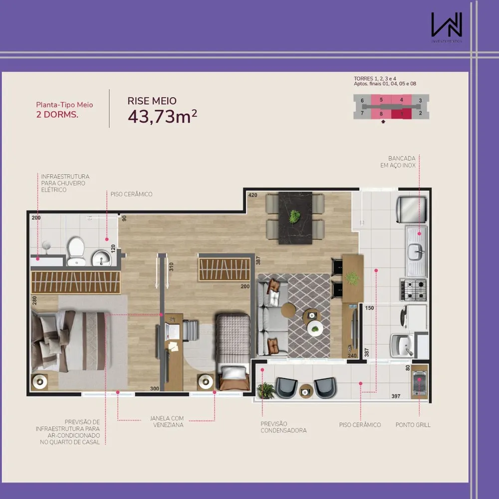 Apartamento, 2 quartos, 43 m² - Foto 7