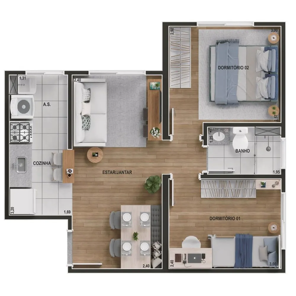 Apartamento, 2 quartos, 43 m² - Foto 7