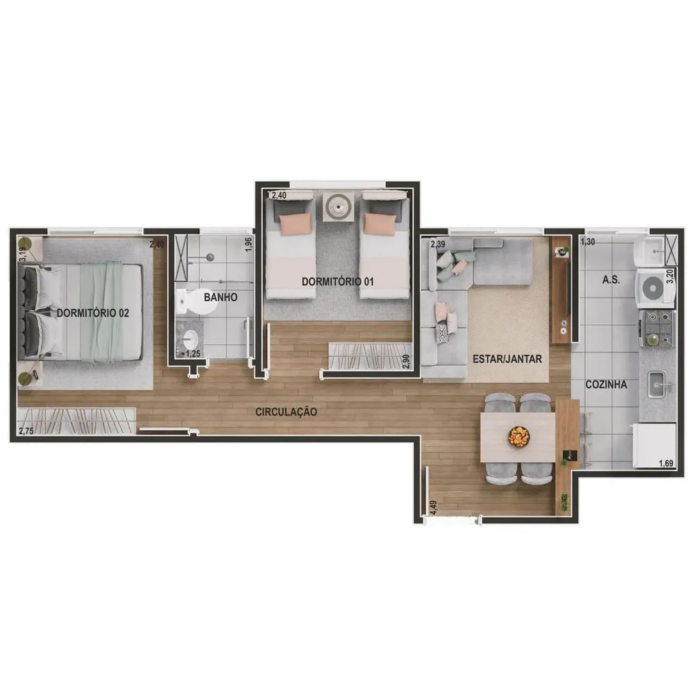 Apartamento, 2 quartos, 43 m² - Foto 6