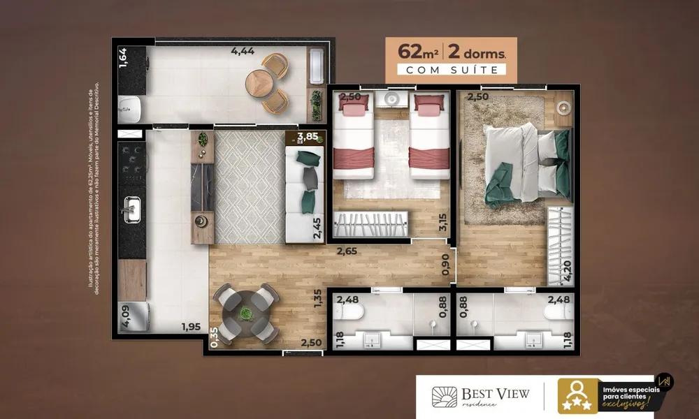 Apartamento, 2 quartos, 62 m² - Foto 7