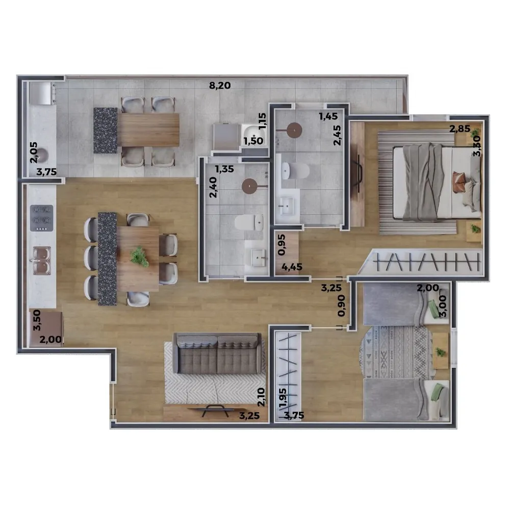 Apartamento, 2 quartos, 70 m² - Foto 7